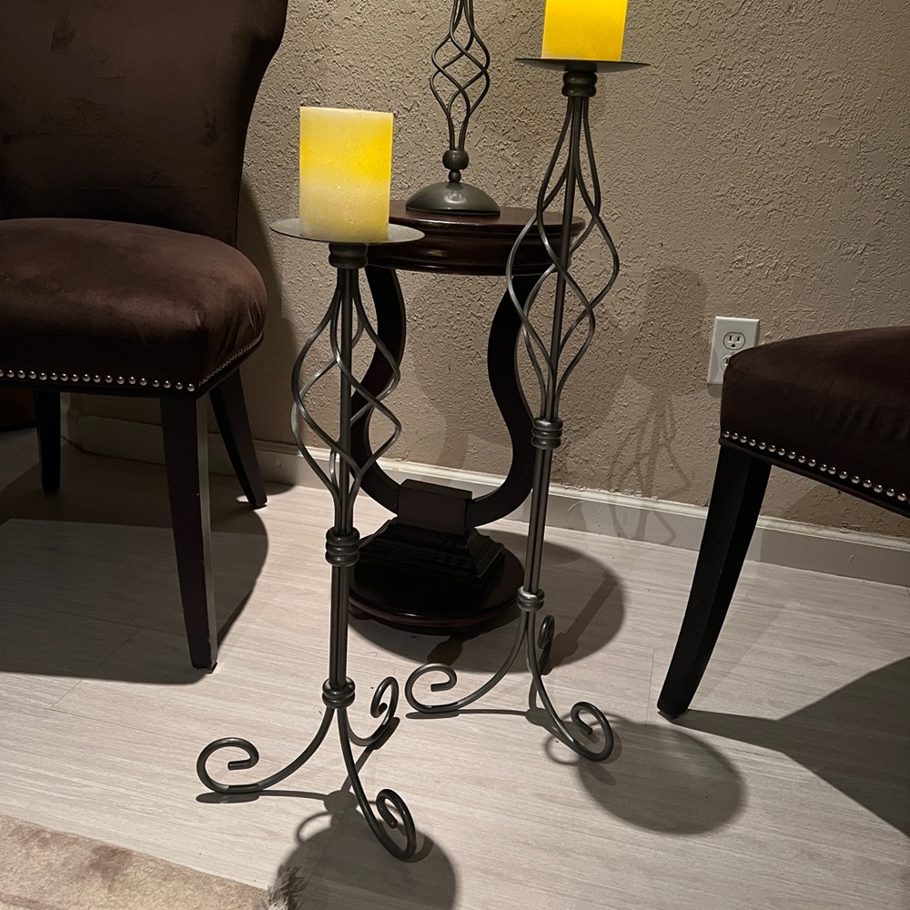 Vintage Partylite Elegant Pewter Pillar Candle Stands - - Picture 4 of 5